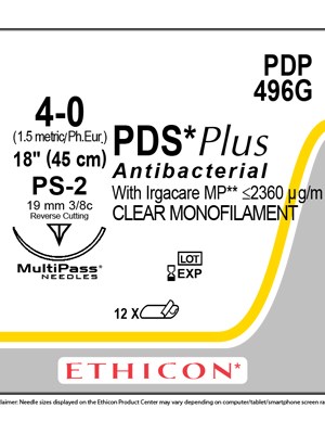 PDS® Plus Antibacterial Suture Absorbable Undyed 4-0 45cm - Box/12
