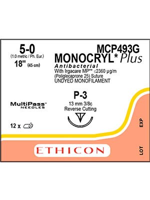 MONOCRYL Plus Antibacterial Sutures Absorbable Undyed 5-0 45cm