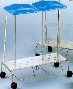 SOILED LINEN TROLLEY DOUBLE WITH FOOT OPERATED LIFT UP LID