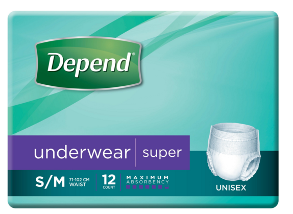 Depend Super Unisex Underwear Medium 12 x 4