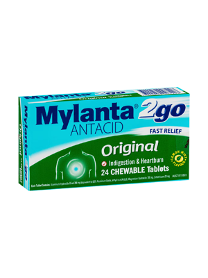 Mylanta 2Go Antacid Original Chewable Tablets Lemon 24