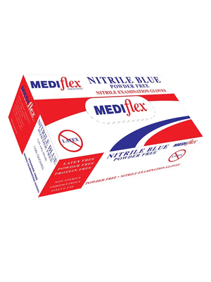 Examination Gloves Nitrile Blue, Mediflex Powder Free, Small