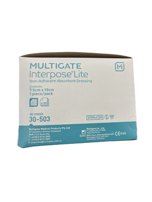 Multigate Non-Adherent Dressing Interpose Lite Absorbent 7.5cm x 10cm