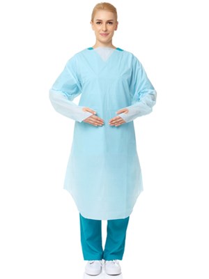PrimeOn Thumb-Hook Impervious Gown Latex-free Regular Blue