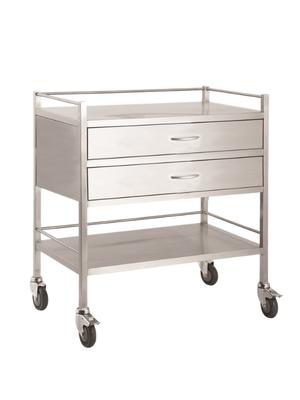 Pacific Medical Stainless Steel Double Trolley 2 Drawer Side By Side Each