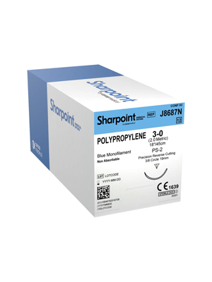Polypropylene Suture (Blue) 3/0 19mm 12s
