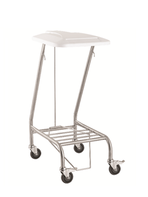 Single Linen Skip With Foot Operated Lid and Lockable Castors