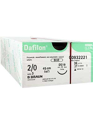 DafilonĀ® Non-Absorbable Synthetic Monofilament Suture 2/0 - Box/36