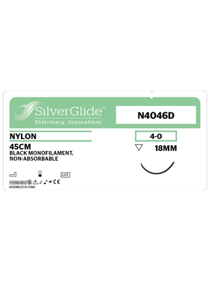 Surgical Suture Nylon Non-Absorbable Monofilament 4/0 18mm Reverse Cutting 45cm Black