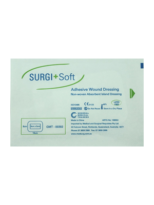 Surgi+Soft Adhesive Wound Dressing Non-Woven Absorbent Dressing 6cm x 10cm
