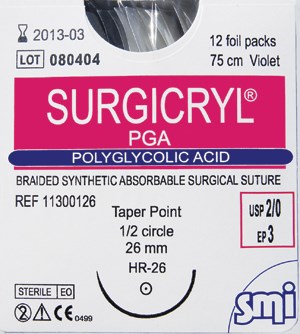 SURGICRYL PGA 3/0 19MMX75CM 12