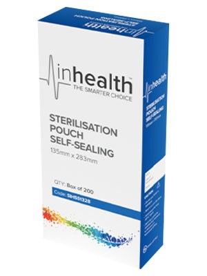 inhealth™ Self-Sealing Autoclave Pouch 135 x 283mm - Box/200