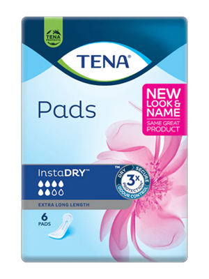 TENA® InstaDry™ Extra Long Length Pads Absorbency 6 Blue - Ctn/6